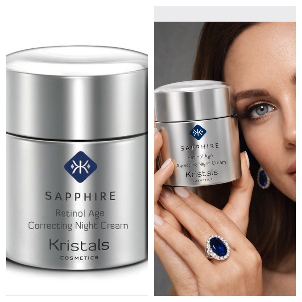 Kristals Cosmetics Sapphire Retinol Age Correcting Night Cream 1.7 Oz Certified